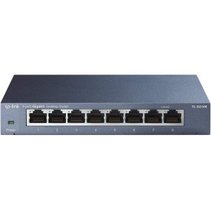 TP-Link TL-SG108 Switch De Bureau Gigabit, à Boîtier en Acier, avec 8 Ports 10/100/1000Mbps, IEEE 802.1P QoS